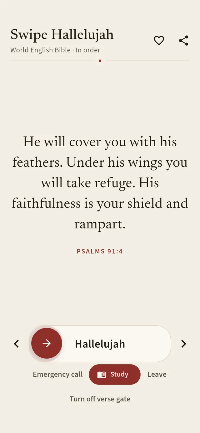 The verse gate with the Protection theme on, showing Psalm 91:4: He will cover you with his feathers. Under his wings you will take refuge.